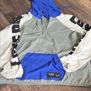 Victoria secrets love pink Blue and Gray Hooded Pullover xs